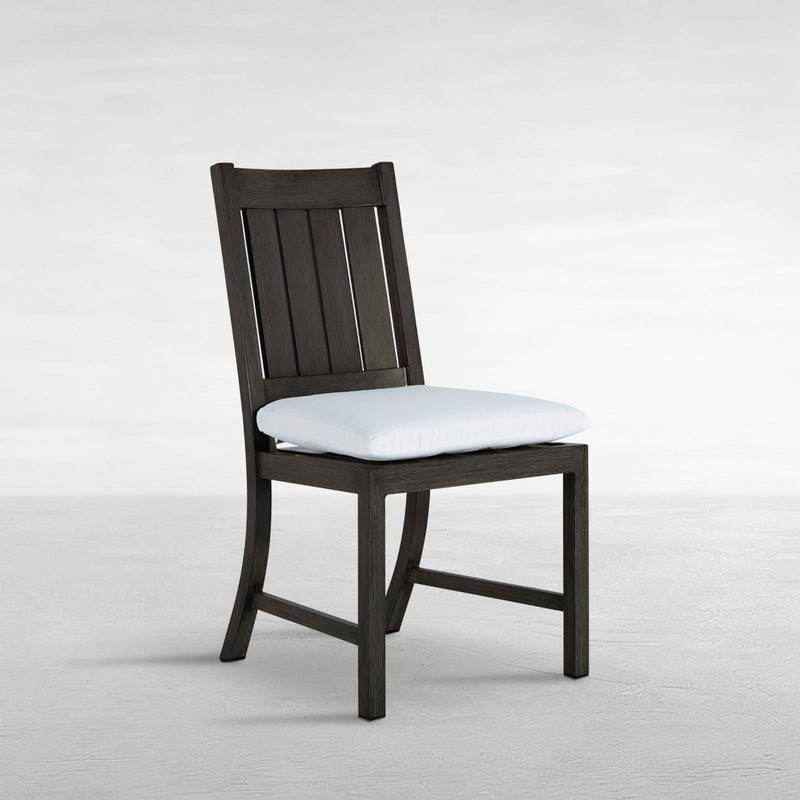 QS Croquet Aluminum Side Chair, Slate Gray with Linen Dove Cushions