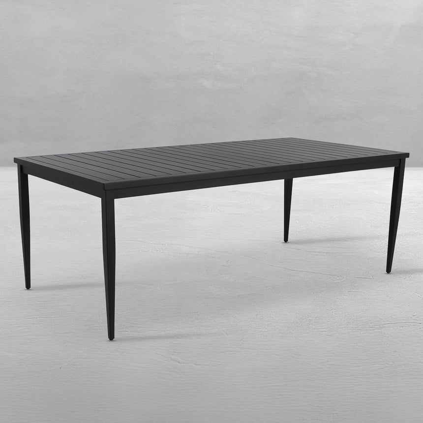 QS Brookings Aluminum Rectangle Slatted Dining Table, Midnight
