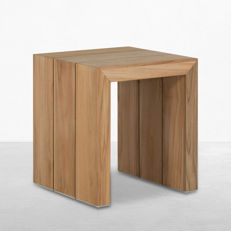 Messina Teak Square Outdoor Waterfall Side Table