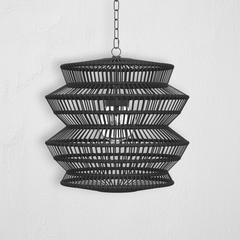 McKenna Resin Rattan 24" Geometric Chandelier