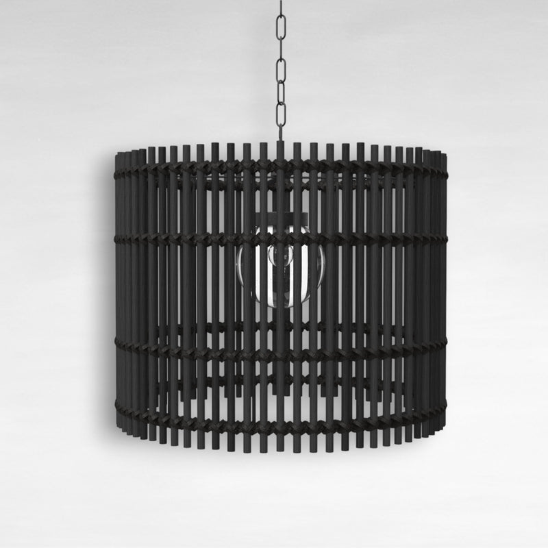 Sherman N-Dura Resin Rattan 24" Drum Chandelier