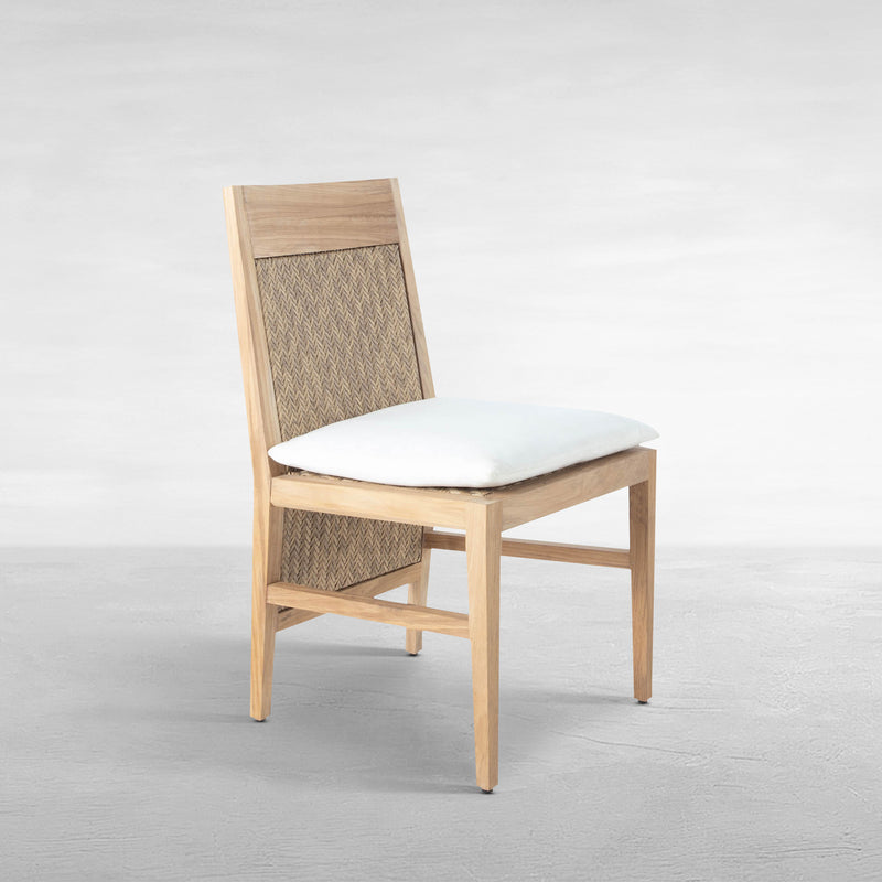 Savannah Resin Wicker Outdoor Teak Side Chair