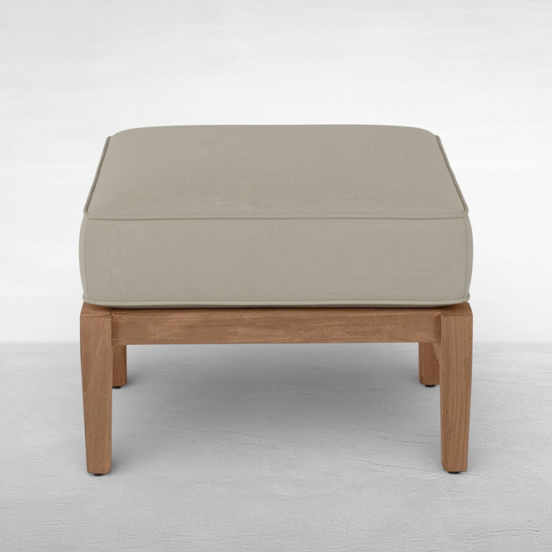 QS Croquet Teak Ottoman, Natural Teak-Linen Dove
