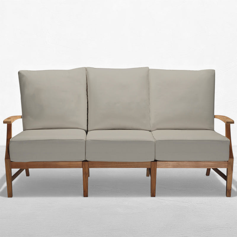 QS Croquet Teak Sofa, Natural Teak-Linen Dove