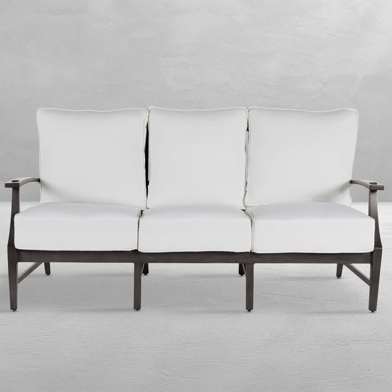 QS Croquet Aluminum Sofa, Slate Gray with Linen Dove Cushions