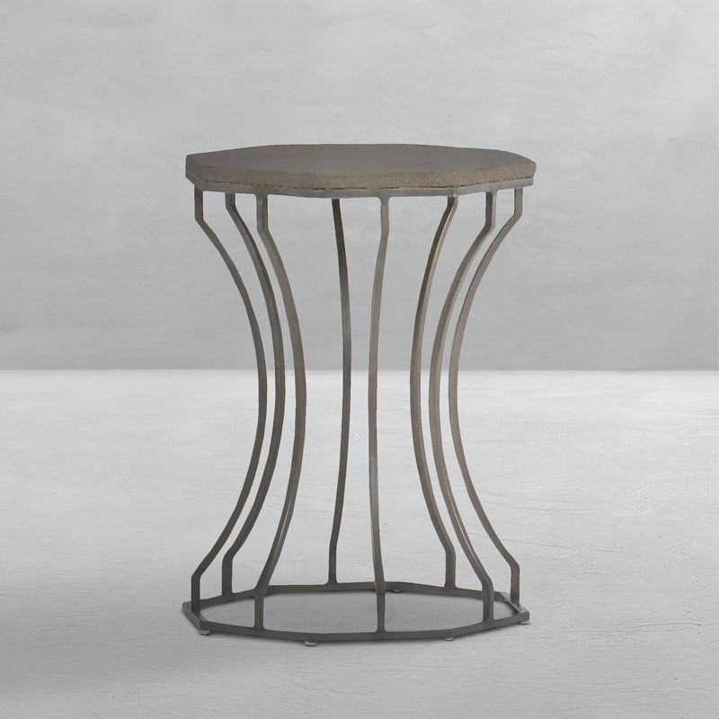 Audrey Wrought Iron Octagonal Outdoor End Table