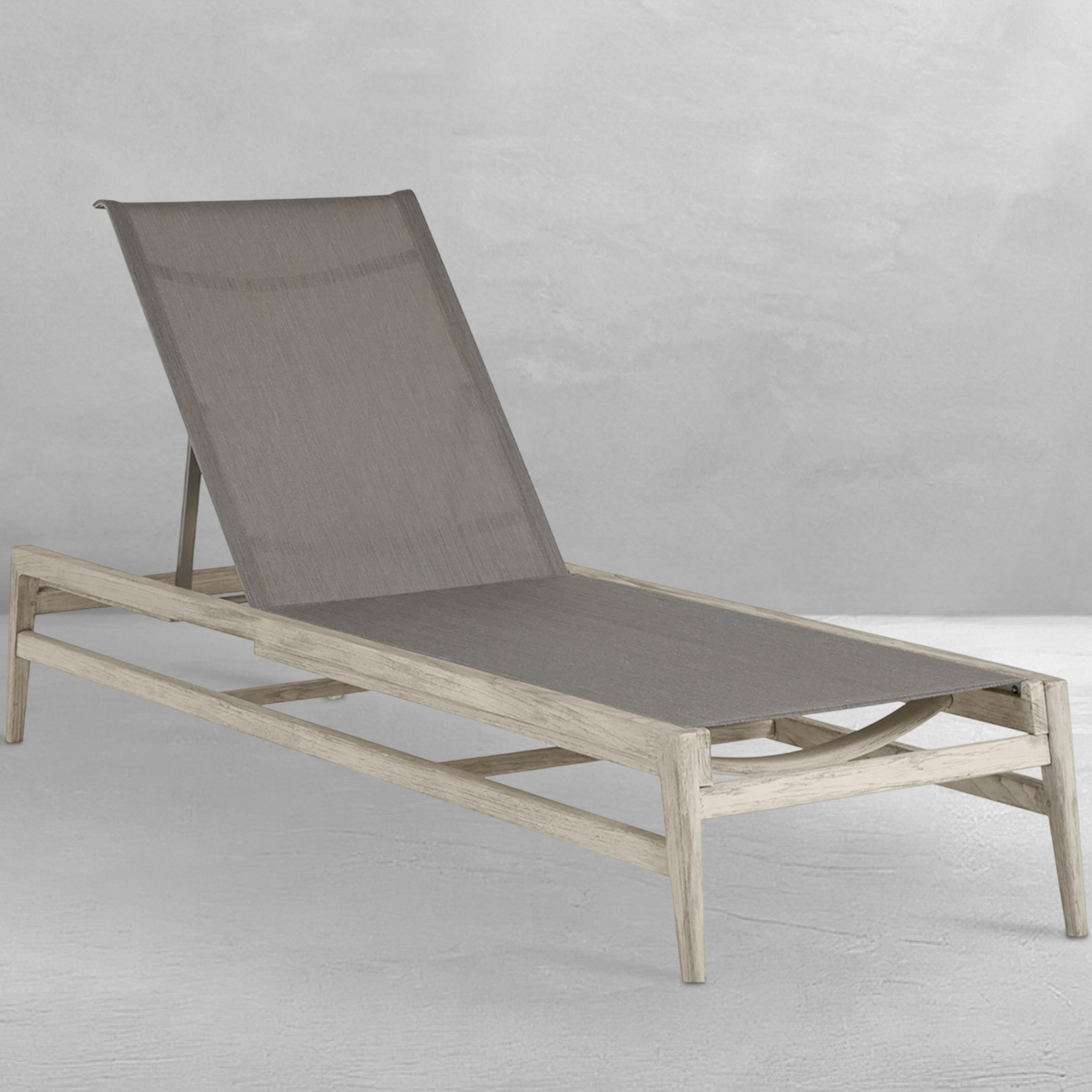 Coast Teak Sling Outdoor Armless Chaise Lounge - Thumbnail 4