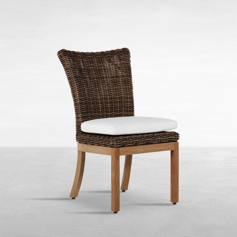 Montauk Resin Wicker Teak Outdoor Side Chair