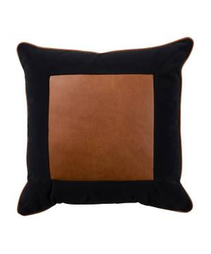 Lux Leather Midnight Indoor/Outdoor Pillow Black