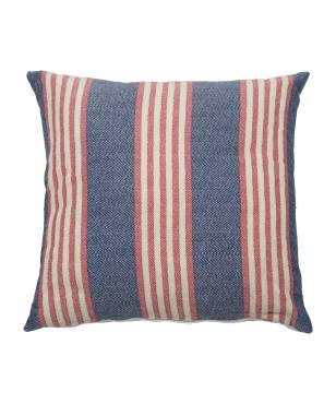 Bradford Stripe Ruby Indoor/Outdoor Pillow Red