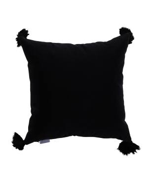 Solid Velvet Midnight Indoor/Outdoor Pillow Black