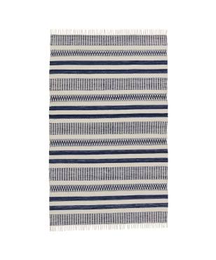 Funky Stripe Indigo/White Indoor/Outdoor Rug Indigo