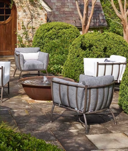 outdoor patio furniture by the firepit