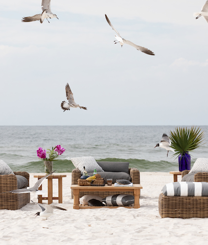 outdoor patio furniture on the beach